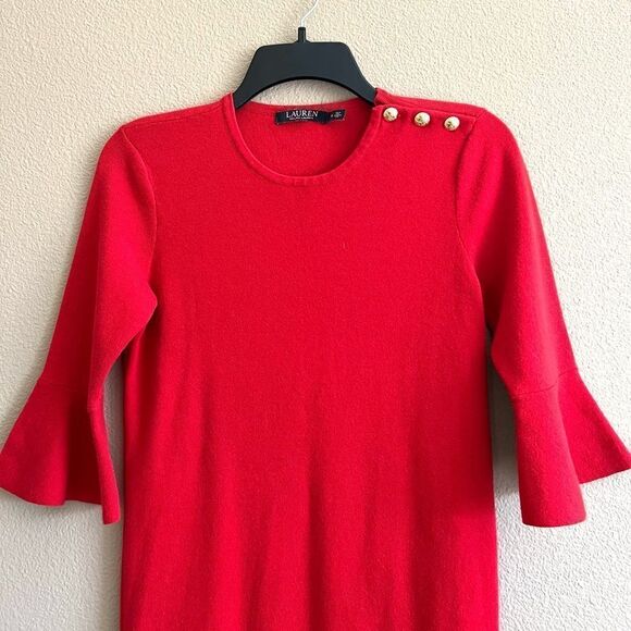 Lauren Ralph Lauren Ruffled Cotton-Blend Midi Dress - Picture 3 of 8